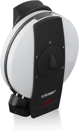 Вафельниця Cloer 1621 для класичних вафель у формі серця, 930 Вт, розмір вафелі 15,5 см, регульований ступінь прожарювання, білий колір, метал, одноразова