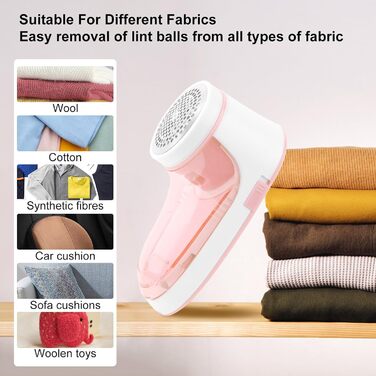 Електричний видальник ворсу для одягу та в'язаних виробів з USB-кабелем та 2 змінними лезами (рожевий)