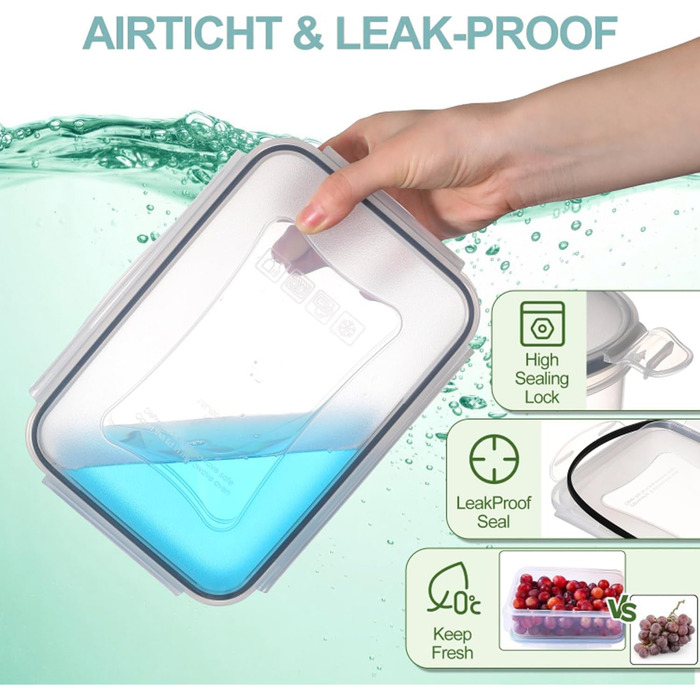 50 контейнерів для зберігання продуктів | Герметичні, BPA-free, для Meal Prep | Можливе використання в морозилці та мікрохвильовці