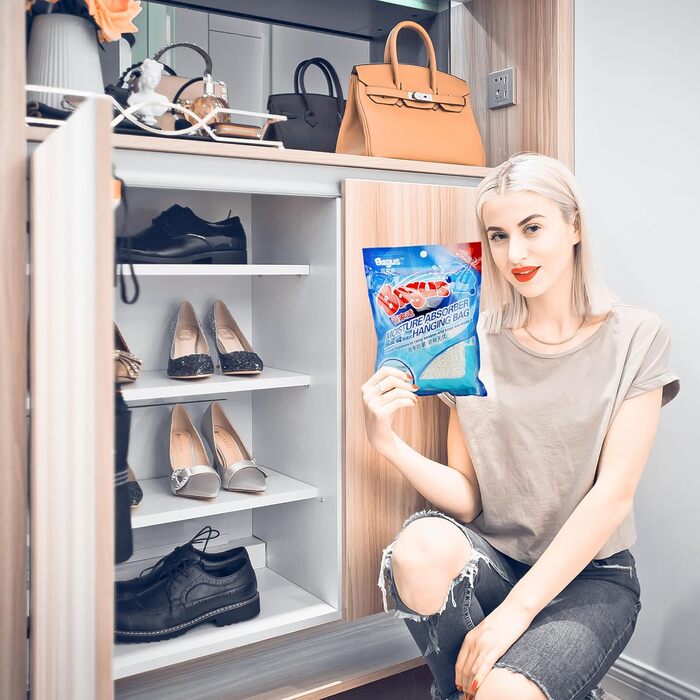 Good moisture-absorbing hanging bags (8 pieces (221 g), fresh scent for controlling closet, wardrobe, dressing room and enclosed spaces, moisture absorber