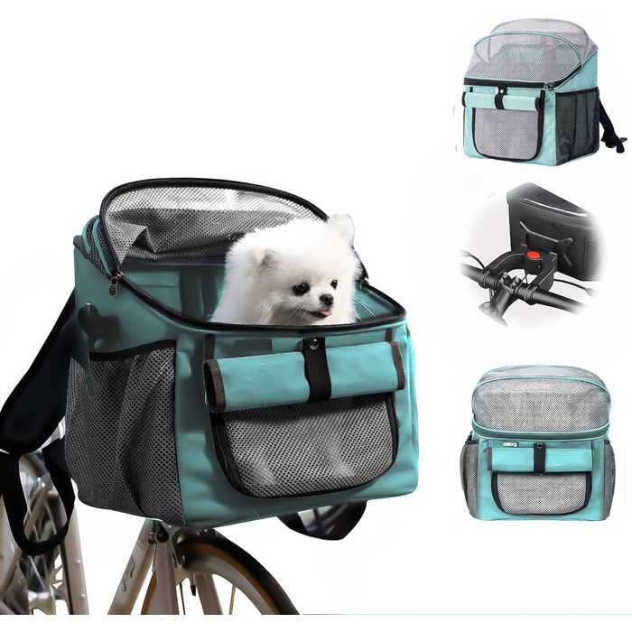 Фahrradkorb für Hunde, Fahrradtasche für Haustiere: Кошик для собак на велосипед, сумка-переноска для тварин. Складаний велосипедний кошик для собак спереду 2 в 1. Кошик для собак-рюкзак зі знімним адаптером для керма для маленьких тварин (максимальне нав