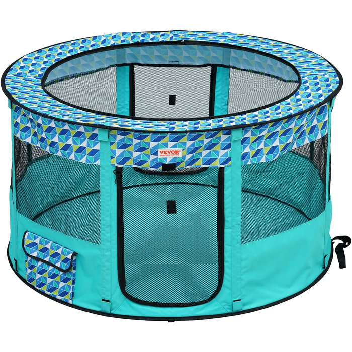 Клітка для цуценят VEVOR, розкладний вольєр для собак, 914 x 914 x 584 мм, 600D Oxford, для малих та середніх тварин (Блакитний)