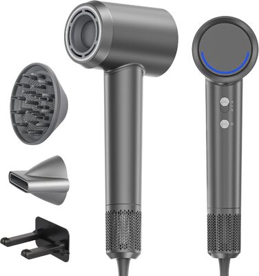 Фен Vasip з безщітковим мотором 110 000 об/хв, 200 млн негативних іонів, дифузор та концентратори, 4 режими нагріву та 2 швидкості