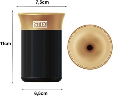 STIX-Becher Auto Aschenbecher (2-piece SET) compatible with IQOS Iluma Prime One Terea, Duo 3 Heets, GLO Neo Tobacco Sticks - gold + grey