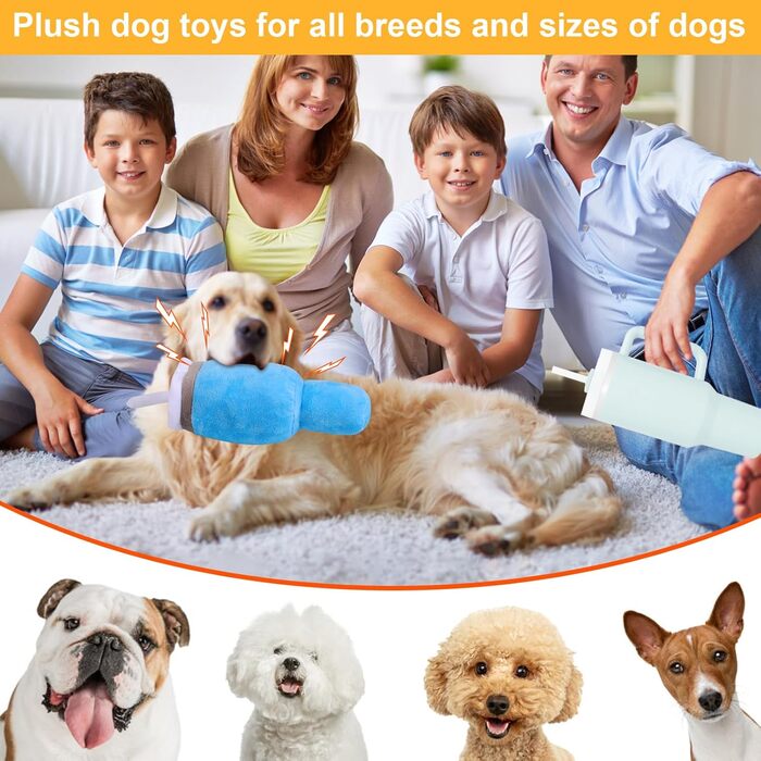 Mity Rain Funny Dog Toy with Handle, Cute Squeaky Dog Toy, Interactive Fluffy and Durable Dog Toy for Small Dogs/Large Dogs/Medium Dogs (1 Blue)