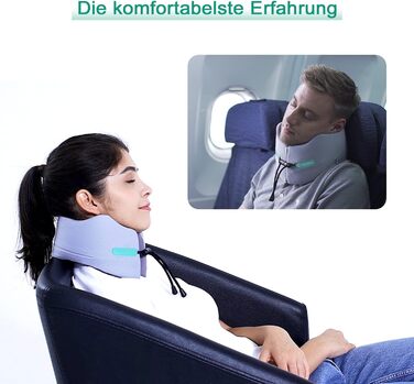 Подушка для шиї з піни Memory Foam для подорожей, сіра (розмір L) - комфортна підтримка для літака, автомобіля, офісу