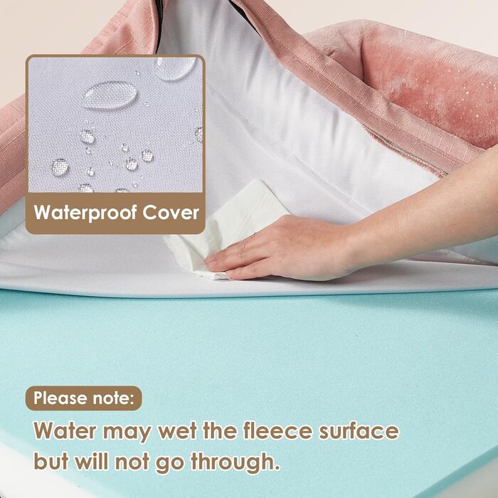 Ортопедичне ліжко для собак EHEYCIGA, великі та середні породи, 91x68 см, з Memory Foam, водонепроникне, з високим бортиком, рожеве (112x81x17.5 см)