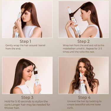 Airstyler 5 в 1: Фен-щітка для волосся, 1000W, білий. Створення об'єму, сушка, укладка, завивки. Підходить для всіх типів волосся. Набір з автоматичними локонами