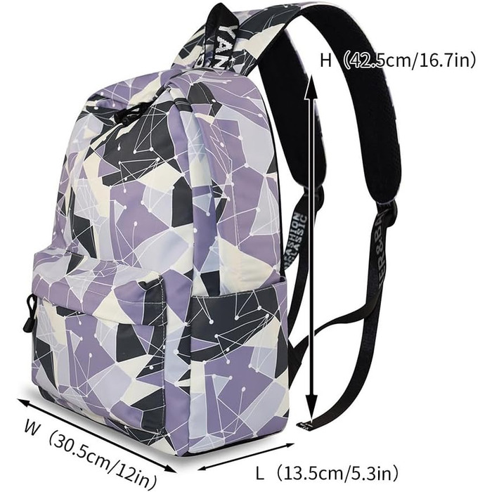 Шкільний рюкзак для дівчаток та хлопців: модний, водонепроникний, з відділенням для ноутбука (геометрія)