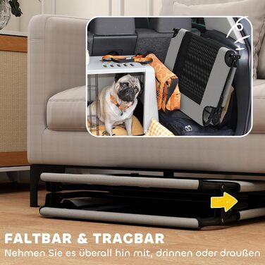 PawHut Лежанка для собак Outdoor, піднята лежанка для великих собак, складана, з сітчастою рамою зі сталі, для відпочинку на вулиці, кемпінгу, 107x61x20 см, сірий колір