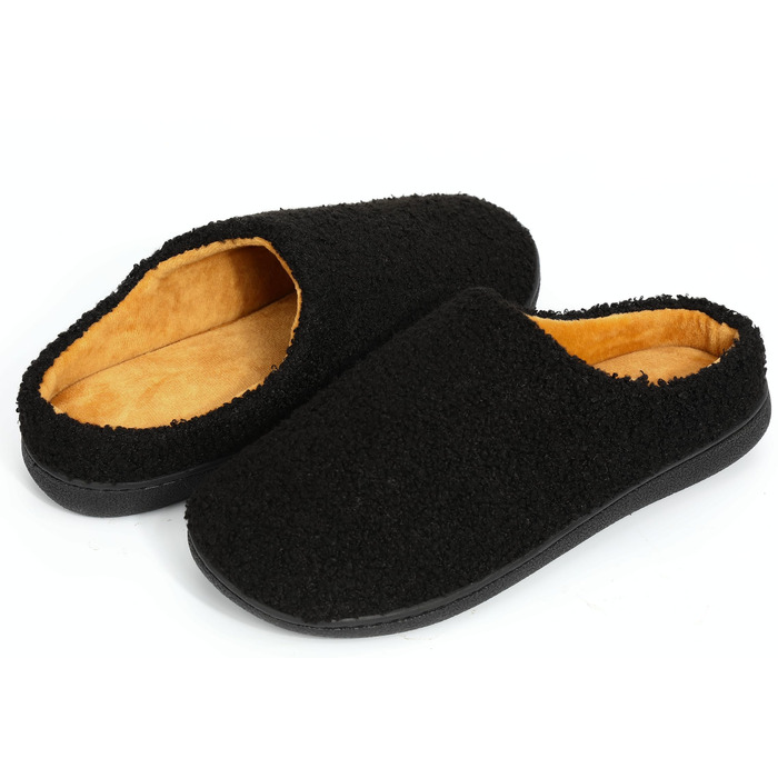 Тапочки домашні Anmerl для жінок з піною Memory Foam, антиковзаючі, теплі зимові, з м'яким плюшевим підкладкою (40/41 EU, Чорний)