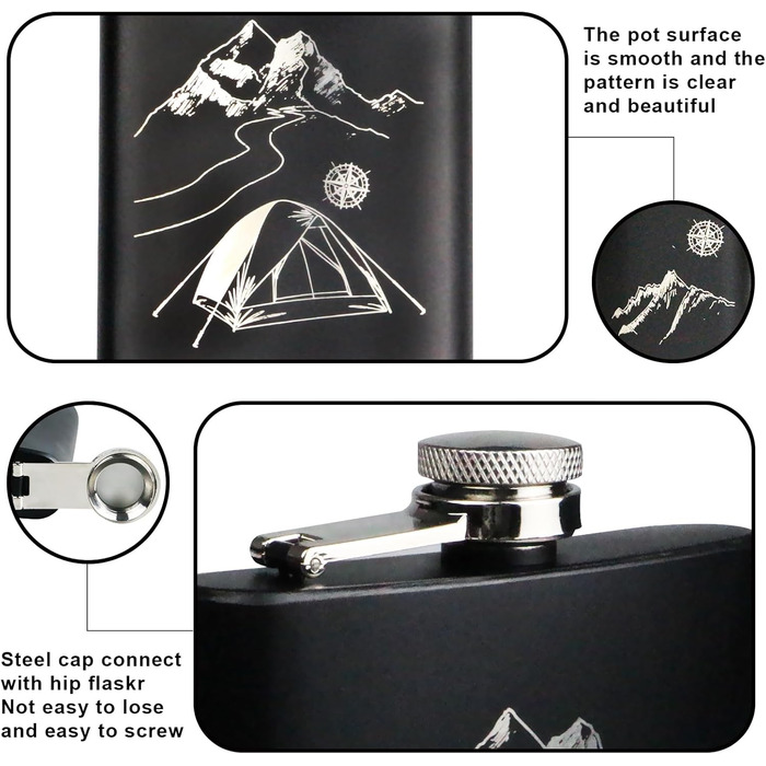 Набір фляга 260мл з шахами, нержавіюча сталь, міні-фляга для віскі, подарунок для батька