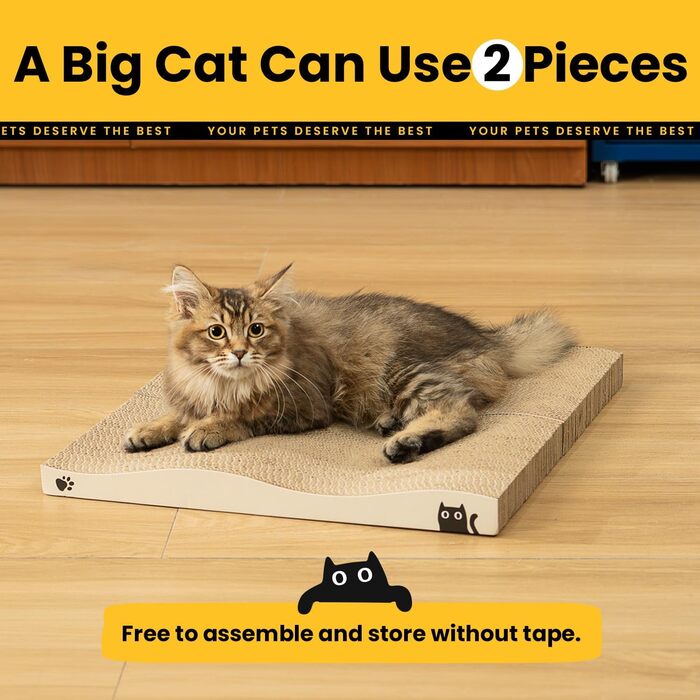Кігтеточка для котів з коробкою та 4 змінними шарами з картону - велика кігтеточка з міцного гофрокартону, двосторонні шари для дряпання з наклейками DIY - місце для відпочинку котів у квартирі, захист меблів. Велика коробка для котів + 4 кігтеточки + нак