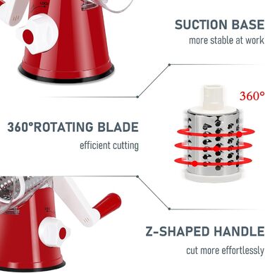 Трока для сиру та овочів KEOUKE з ручкою та 3 наборами лез | Трока для кухні