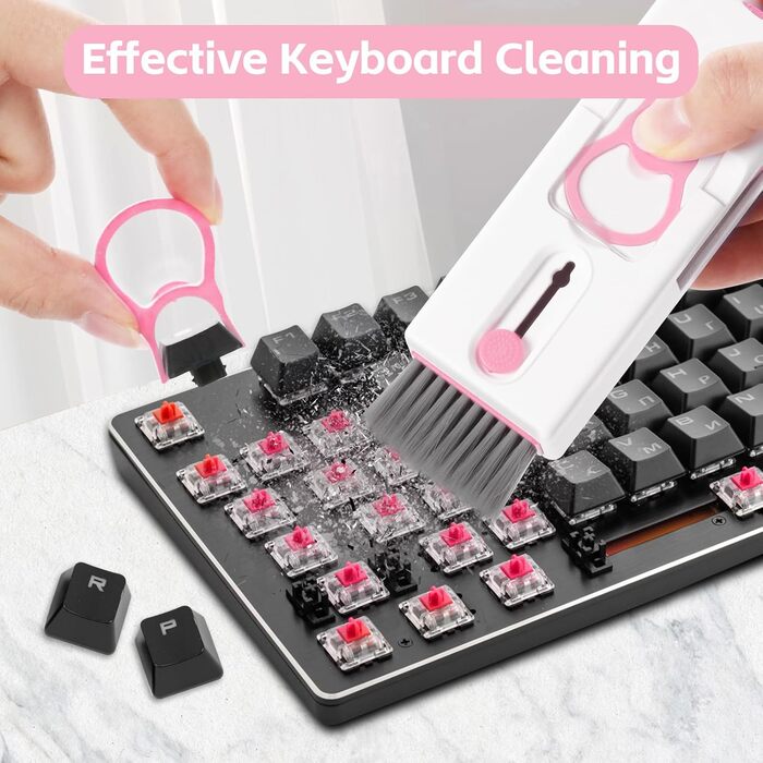 Набір для чищення клавіатури Alyvisun 11 в 1: для ноутбука, навушників, планшета, телефону, комп'ютера (рожевий)