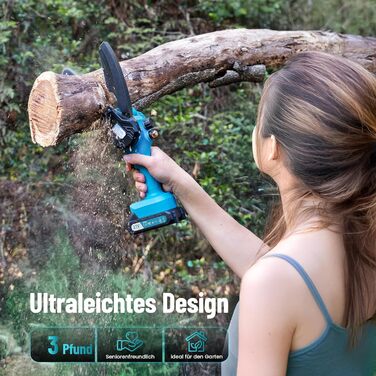 Акумуляторна міні-пила SEESII 6 дюймів з автоматичною подачею мастила, 8000mAh, для стрижки гілок та різання деревини