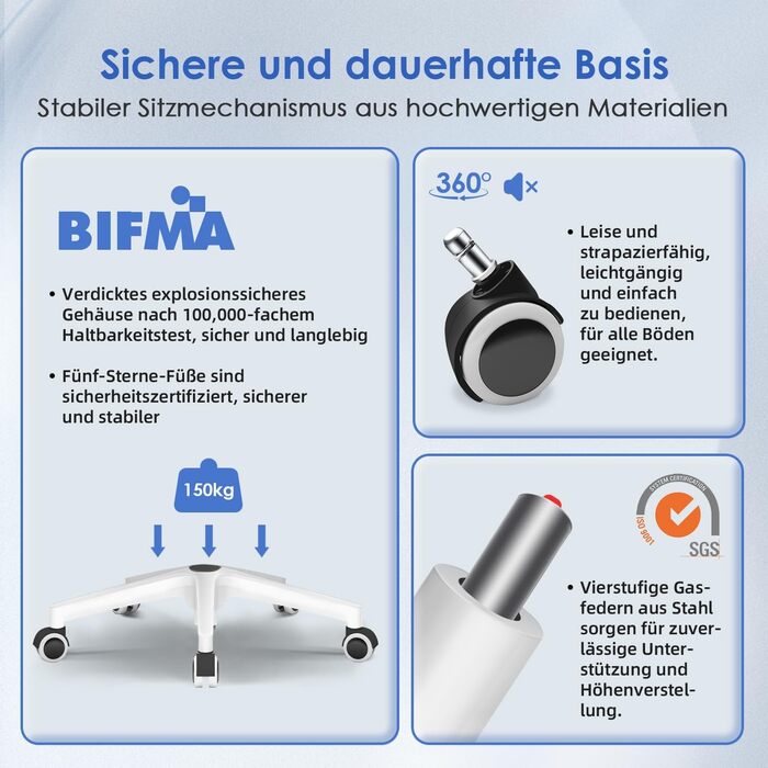 Офісне крісло Hinode з підйомними підлокітниками, функцією гойдання, поворотне на 360°, регульоване по висоті, ергономічне крісло для дому та офісу з дихаючою сіткою, до 150 кг (Блакитно-зелене, Стиль 1)