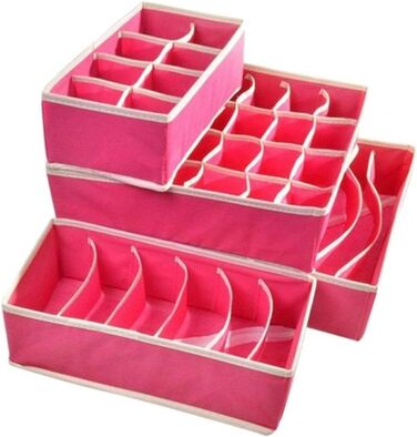 Styleys Set of 4 Foldable Storage Boxes, Drawer Dividers, Odorless Interior Lining, Storage Boxes, Closet Organizer, Under-Bed Organizer for Clothes, Shoes, Underwear, Bras