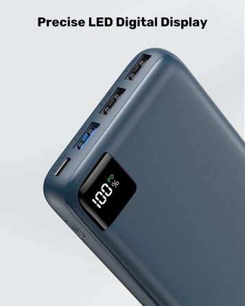 Power Bank SOARAISE 27000mAh з LED-дисплеєм: зарядний акумулятор для телефону та планшета (блакитний)