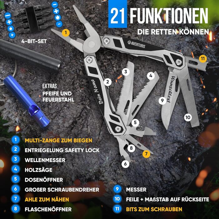 Мультитул Aventus® 21 функція: ніж, плоскогубці, викрутки (Survival Set)