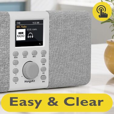 Радіоприймач MD5 Stereo DAB+ з Bluetooth, сірий - цифрове радіо DAB, FM, годинник, будильник