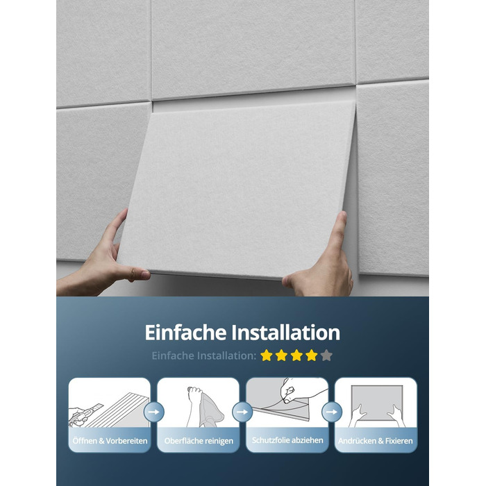 Акустичні панелі для звукоізоляції стін прямокутні, шумопоглинаючі панелі високої щільності з самоклейкою, чорні (30x40x0.9 см, 12 шт)