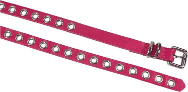 Жіночий пояс-корсет з прорізними заклепками та срібною пряжкою, ширина 1,5 см, рожевий