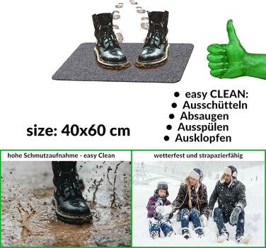 Килимок для дому ANRO: антиковзаючий, для входу, 60x40 см, сірий