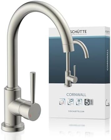 Кухонний змішувач SCHÜTTE Cornwall 360° з нержавіючої сталі, з однорідним керуванням, для мийки, преміум-якість