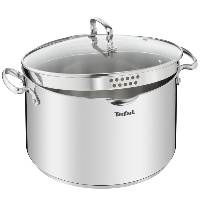 Каструля традиційна Tefal Duetto+ 10,1 л, нержавіюча сталь, 28 см, з антипригарним покриттям