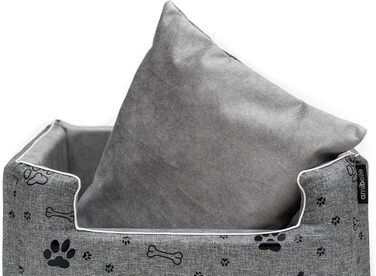 Автокрісло для собак Boutique Zoo | Зручне автокрісло для собак, котів та інших тварин | Для заднього сидіння або пасажирського сидіння | Автоматичне ліжко/сумка для собак | Поліестер, штучна замша | Колір: | Розміри: (L (57x50 см), Сірий / Чорний)