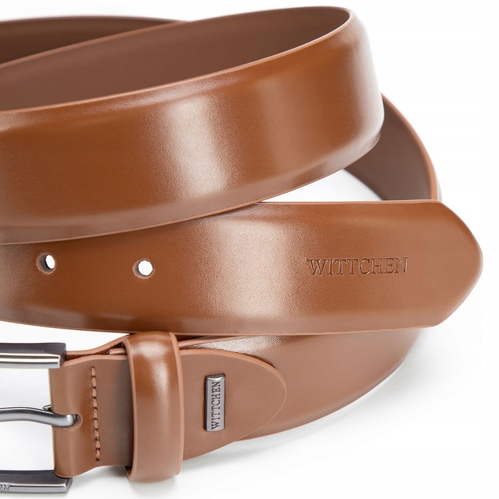Чоловічий ремінь WITTCHEN із натуральної шкіри з металевою пряжкою, коричневий