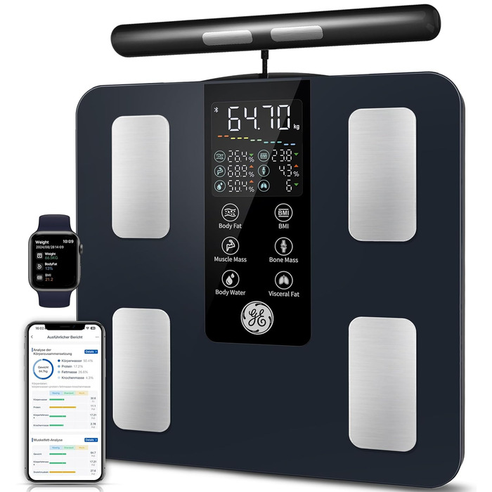 Ваги-аналізатор складу тіла GE CS10G: 8 електродів, вимірювання BMI, максимальна вага 180 кг
