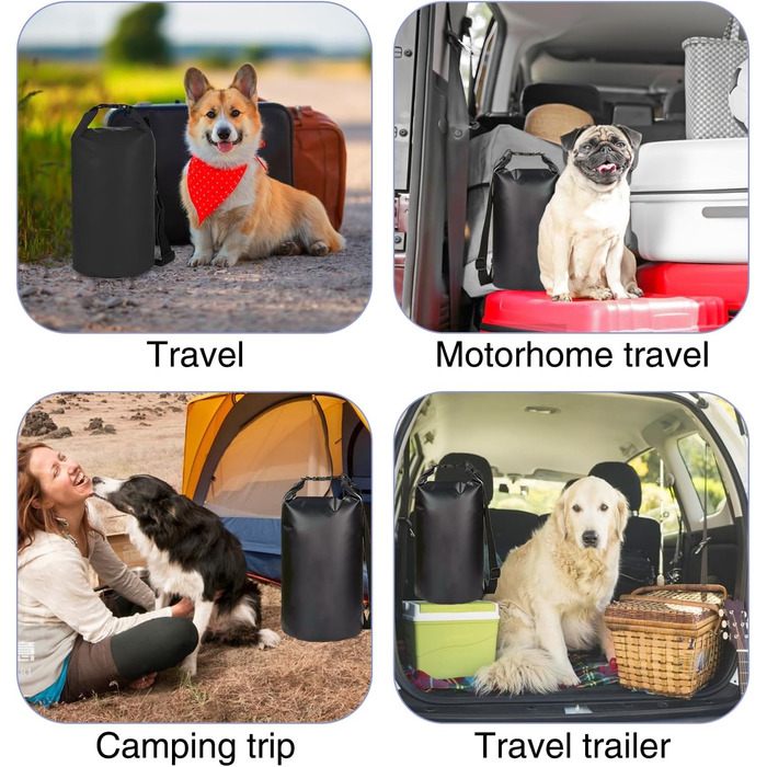 Велика переносна сумка для тварин, 15 л, чорна. Водонепроникна, для кемпінгу та походів.