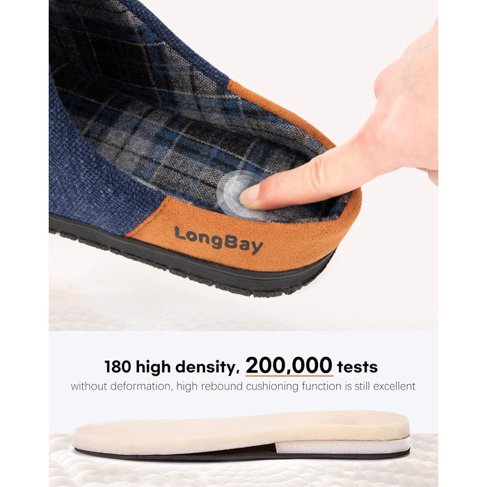 Чоловічі домашні капці LongBay з Memory Foam, в'язані, блакитні (46 EU), для дому та вулиці, дихаючі