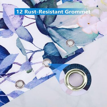 Шторка для душу REZAYMRS, 180x200 см, водонепроникна, з 12 гачками, поліестер, зелена, для ванної кімнати