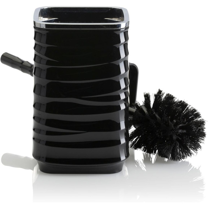 Набір для ванної кімнати HowHomely: щітка для унітазу, сміттєвий бак, дозатор мила, мильниця, чорний/сріблястий