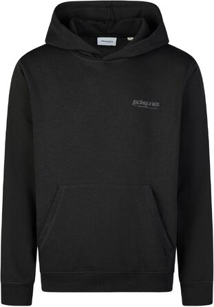 Чоловічий худі Jack & Jones Relaxed Fit з принтом JWHINTERLUDE, великі розміри (Plus Size), чорний