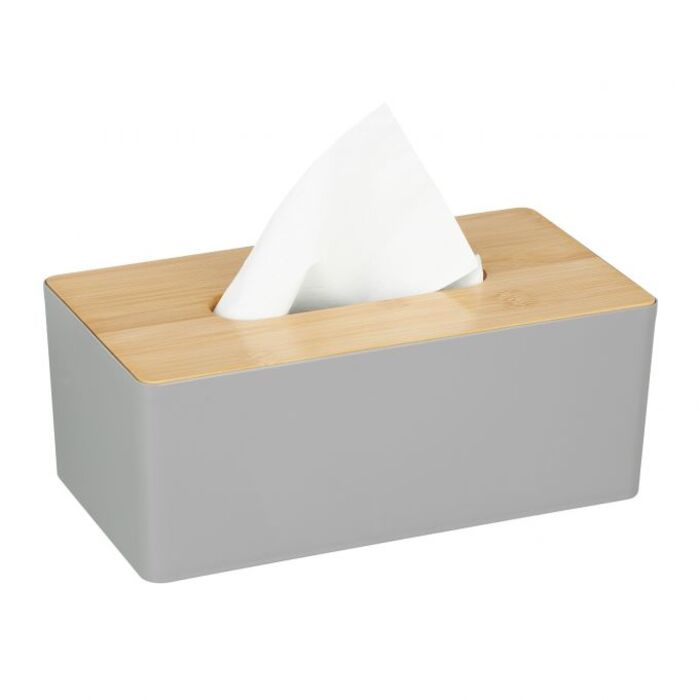 Relaxdays Grey Towel Box with Bamboo Lid