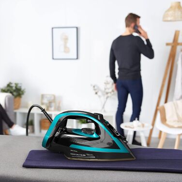 Tefal FV8066 Puregliss Steam Iron | 280 g/min Steam Boost | Vertical Steam | XL Water Filling Opening | Stable Rest | Anti-Scale System | Drip Stop | Auto Shut-Off | Black/Turquoise Black / Turquoise
