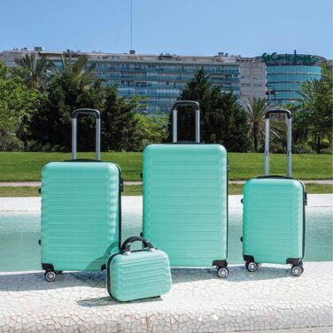 Набір валіз NUMADA 4 шт. (75см, 63см, 53см, культиватор), ABS, міцний, мінтовий