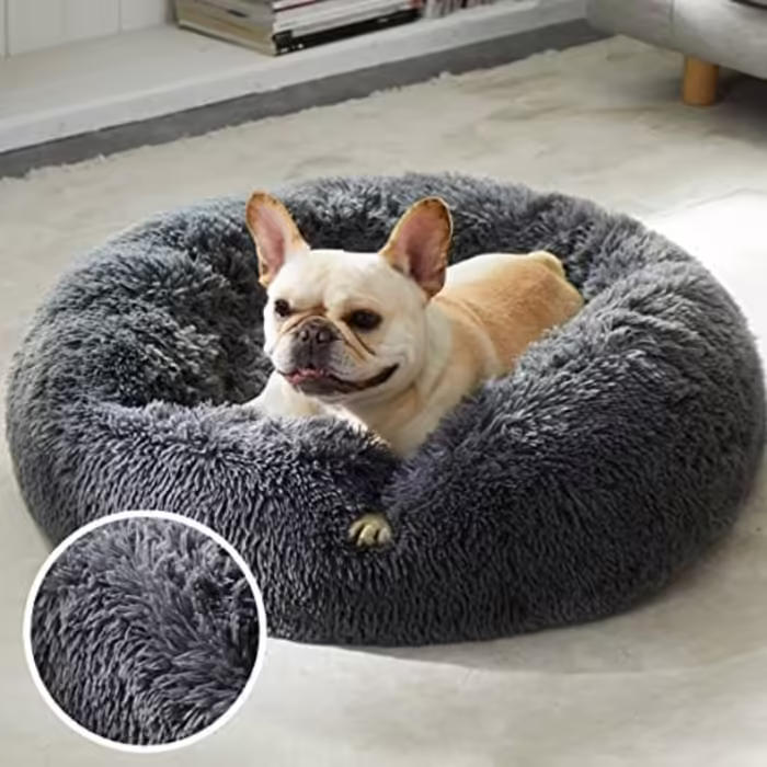 Western Home Dog Bed Run, Cat Bed Fluffy, Dog Cushion Small Dogs, Dog Bed Washable, Dog Basket, Cat Basket for Sleeping 60 cm, (L 76 x W 76 x H 20 cm, Dark Grey)