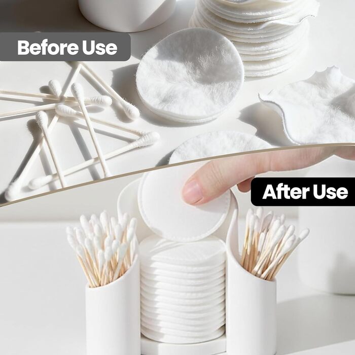 Контейнер для ватних паличок та дискочків, органайзер для спальні та туалетного столика, диспенсер для ватних паличок з сумкою для зберігання