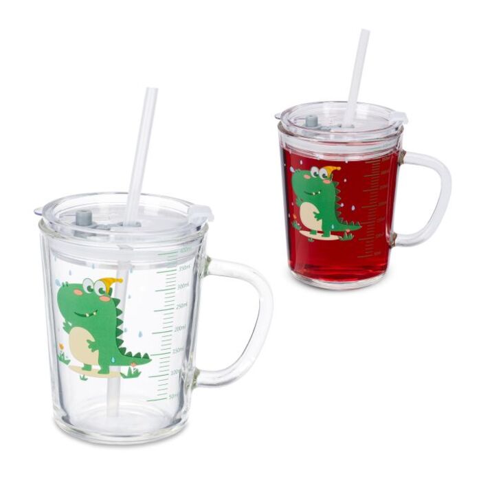 Relaxdays 2-Piece Set of Children's Glasses with Dinosaur Motif