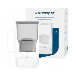 Скляний фільтр-кувшин Wessper D2 BOROSILICATE, 3 л, сірий + фільтр
