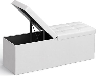 Складана пуф-лавка SONGMICS 110×38×38 см, біла, до 300 кг, 120 л