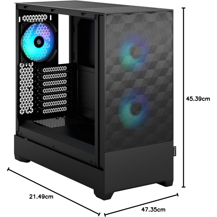 Корпус для ПК Fractal Design Pop Black з темним склом та сіткою Honeycomb Mesh - 3 вентилятори Aspect 12 RGB