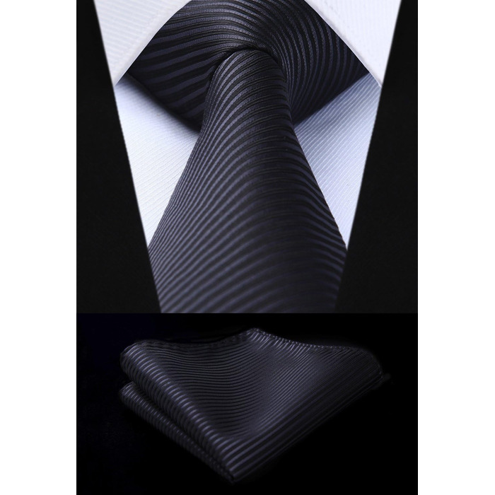 Набір краваток чоловічих HISDERN (5 шт.) з кишеньковим хустиною. Класичний елегантний аксесуар для весілля. Шовкові краватки та хустинки для чоловіків у подарунковій коробці.