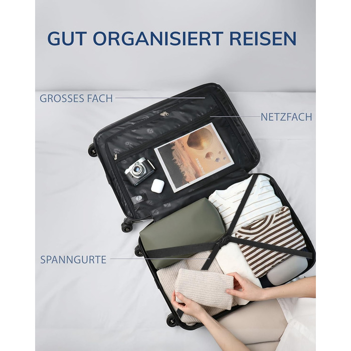 Набір валіз FERGÉ 3 шт. з жорстким корпусом та TSA-замком, Cannes. Валізи-троліки (ручна поклажа, L, XL). Жорсткий корпус, 4 колеса, міцний полікарбонат (3 шт., синій металік)