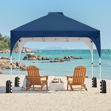Yaheetech Folding Gazebo 2.4 x 2.4 m Pop-Up Gazebo, Adjustable Height Garden Gazebo, Waterproof & Sun Protection Party Tent Garden Tent with Rolling Carry Bag for Outdoor Market Garden Yard, (Navy Blue, 3x3m)
